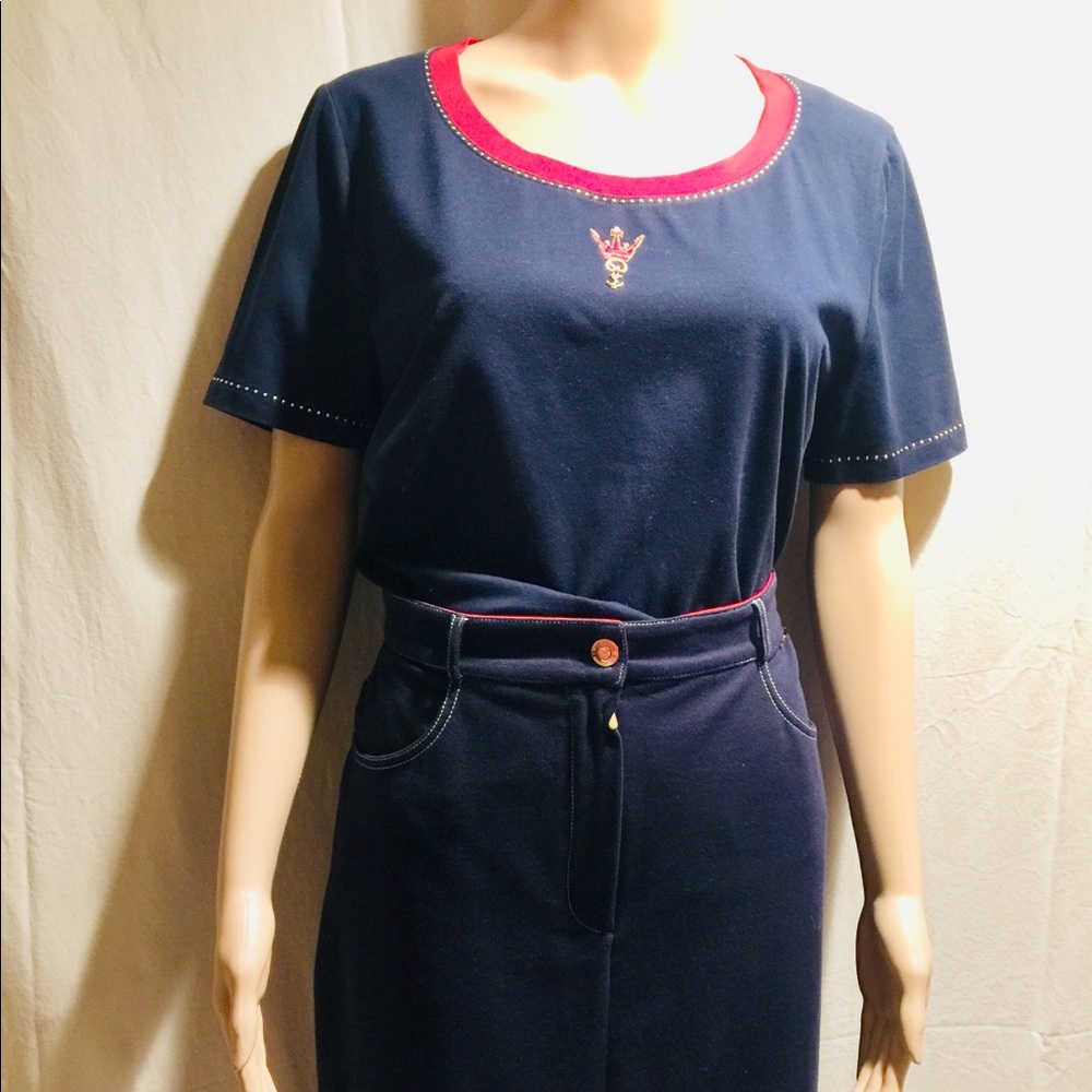 St. John Sports Navy Classic Cotton Set Sz S